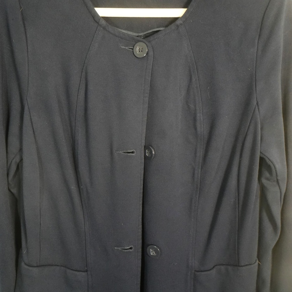 Cabi Longline Knit Blazer Womens Medium Navy Blue 5093 Collarless Career Jacket - Picture 4 of 13